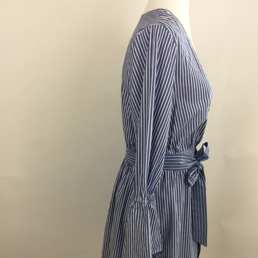 A New Day Chambray Faux Wrap Stripe Dress - Picture 2 of 8